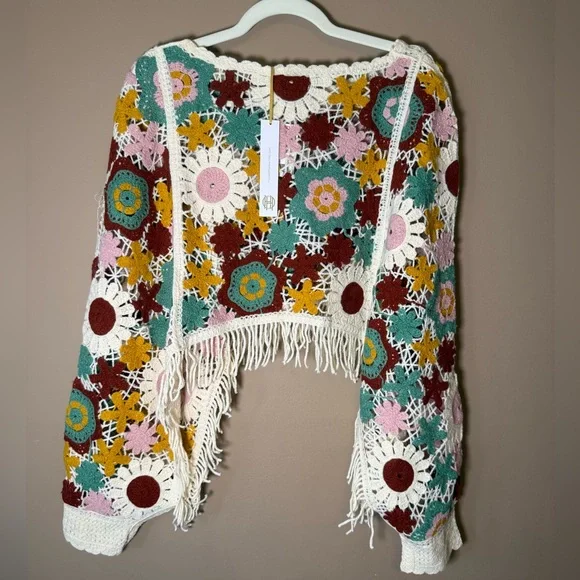 Boho Crochet Fringe top - house of harlow 1960 - Picture 2 of 5